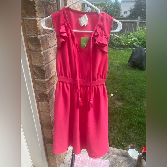 KATE SPADE NEW YORK Rambling Roses Crepe Ruffle Dress Pink Size 2 XS Brand New - Picture 14 of 16